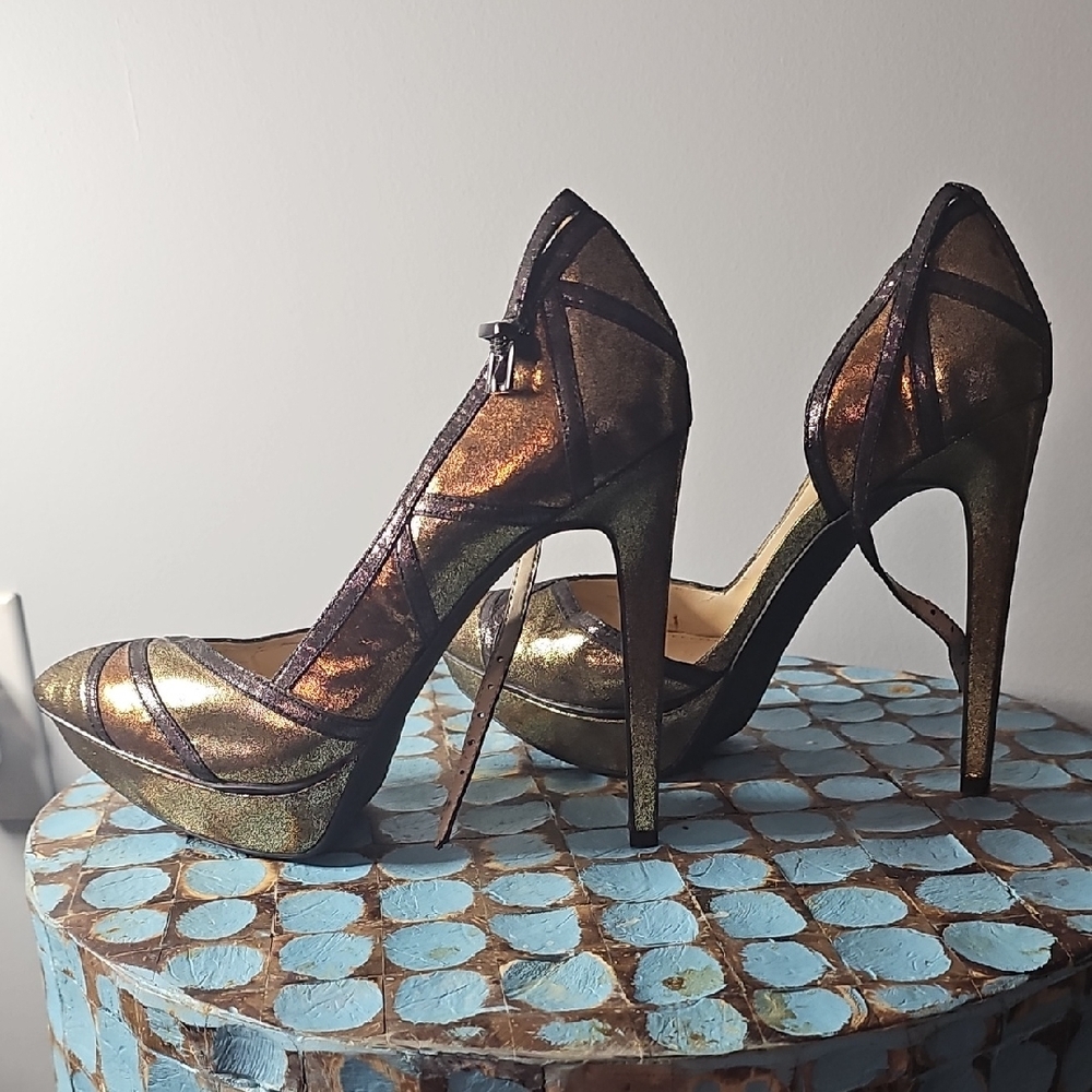 Jessica Simpson Platform Brown,bronze and Gold Women's Heels - Picture 4 of 5